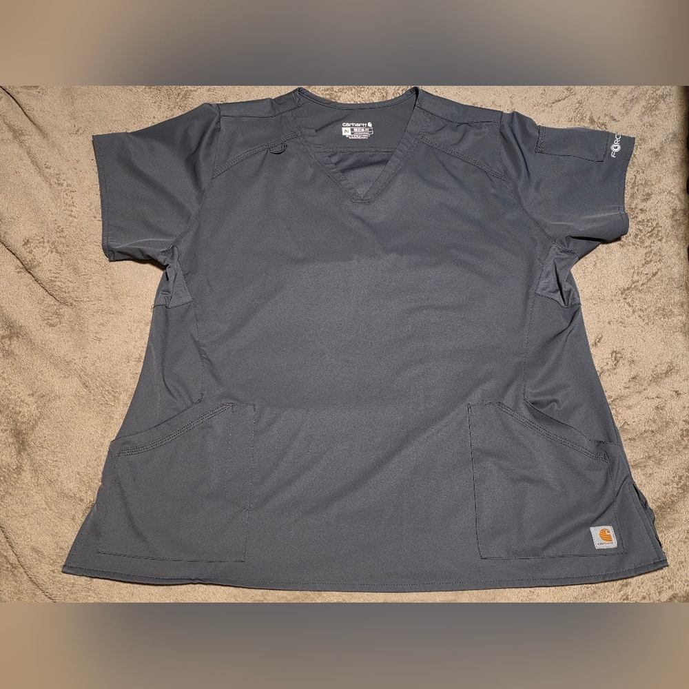 GUC Womens Force Liberty Twill V-Neck Scrub Top Size 2XL C12106 Gray